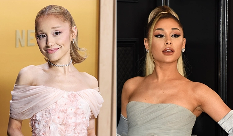 (L-R) Grande is shown at the Screen Actors Guild Awards in February 2025 and at the Grammy Awards in January 2020. (Credit: Image Press Agency)