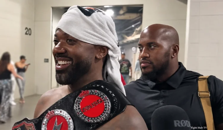 Ray J reacts after defeating Orlando Brown via unanimous decision during their Light Heavyweight bout at State Farm Arena on August 15, 2026 in Atlanta, Georgia. (Credit: YouTube/Fight Hub TV)