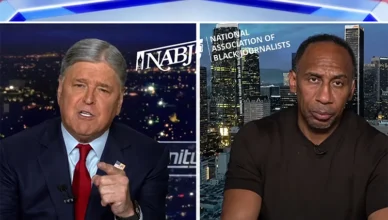 Sean Hannity and Stephen A. Smith with the NABJ Logo (Credit: Fox News and NABJ)