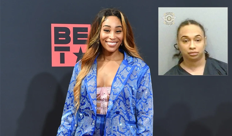 Sidney Starr attends the 2022 BET Awards at Microsoft Theater on June 26, 2022 in Los Angeles, California and Booking Photo (Credit: Getty Images for BET and Fulton County Sheriff's Office)