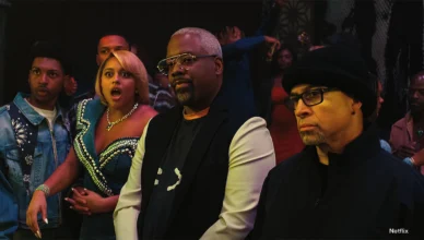 Jordan Aaron Hall, Kennedi Reece, Kadeem Hardison, and Darryl M. Bell on ‘A Different World’. (Credit: Netflix)