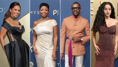 (L-R) Salli Richardson-Whitfield, Janelle James, Colman Domingo, Chase Infiniti arrive at the 2026 Primetime Emmy Awards in Los Angeles. (Credit: NBC via Getty Images)