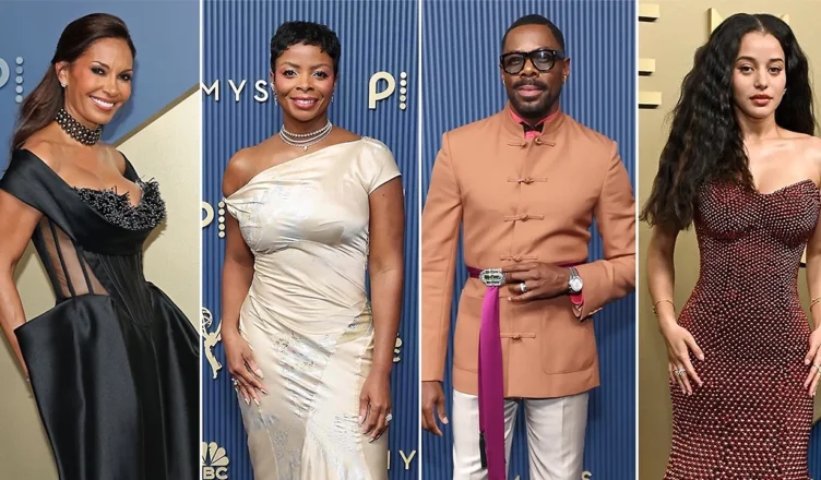 (L-R) Salli Richardson-Whitfield, Janelle James, Colman Domingo, Chase Infiniti arrive at the 2026 Primetime Emmy Awards in Los Angeles. (Credit: NBC via Getty Images)