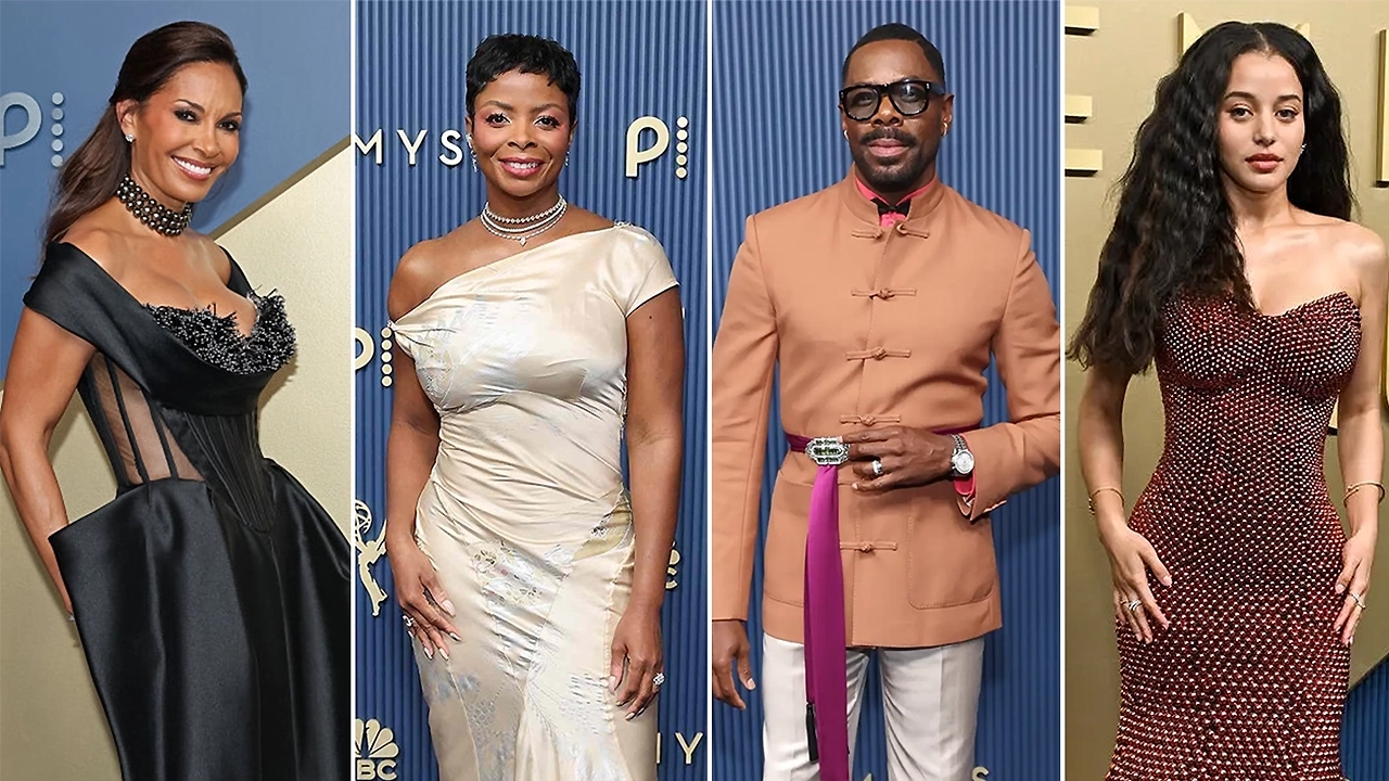 (L-R) Salli Richardson-Whitfield, Janelle James, Colman Domingo, Chase Infiniti arrive at the 2026 Primetime Emmy Awards in Los Angeles. (Credit: NBC via Getty Images)