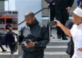Michael Blackshire, an independent journalist in Los Angeles, says an "aggressive" member of Kanye West's security team pushed him and snatched his phone outside a Los Angeles courthouse on Aug. 27, 2026. (Credit: Maxine Johnson and Michael Blackshire)