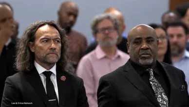 Duane "Keefe D" Davis is shown with his attorney Michael Sanft as the verdict is read during the former gang leader's criminal trial. Las Vegas, Nevada on Aug. 31, 2026. (Credit: Law & Crime Network)