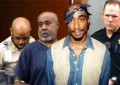 Duane "Keefe D" Davis in court with an inset of Tupac Shakur. (Credit: YouTube and a Tupac handout photo)