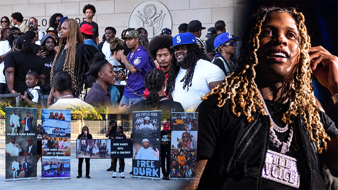 Fans celebrated Lil Durk's acquittal outside the federal courthouse in Los Angeles on Sept. 11, 2026. (Credit: Urban Hollywood 411 and Shutterstock)