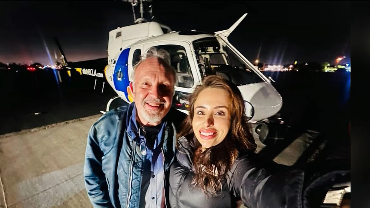 Pilot George Marciniw and aerial reporter Eliana Moreno died at the scene when the helicopter they were in plummeted to the ground and erupted into flames on Sept. 15, 2026. (Credit: NBC4 Los Angeles)