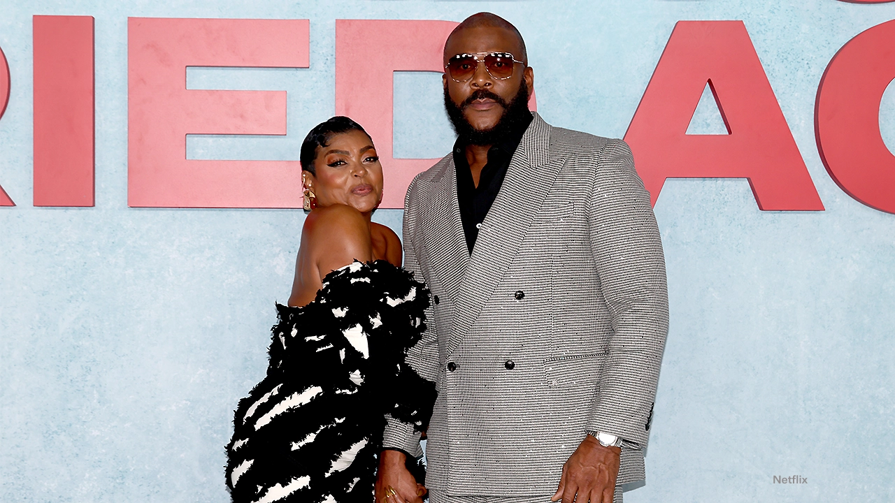 Taraji P Henson and Tyler Perry on red carpet at a special screening of “Why Did I Get Married Again?” at the iconic Harmony Gold Theater in Los Angeles on Sept. 8, 2026. (Credit: Netflix)