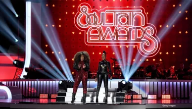 Tisha Campbell (left) and Tichina Arnold co-hosted the 2019 Soul Train Awards in Las Vegas, Nevada. (Credit: Ethan Miller/Getty Images for BET)