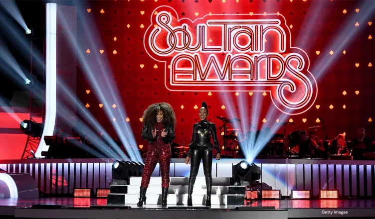 Tisha Campbell (left) and Tichina Arnold co-hosted the 2019 Soul Train Awards in Las Vegas, Nevada. (Credit: Ethan Miller/Getty Images for BET)