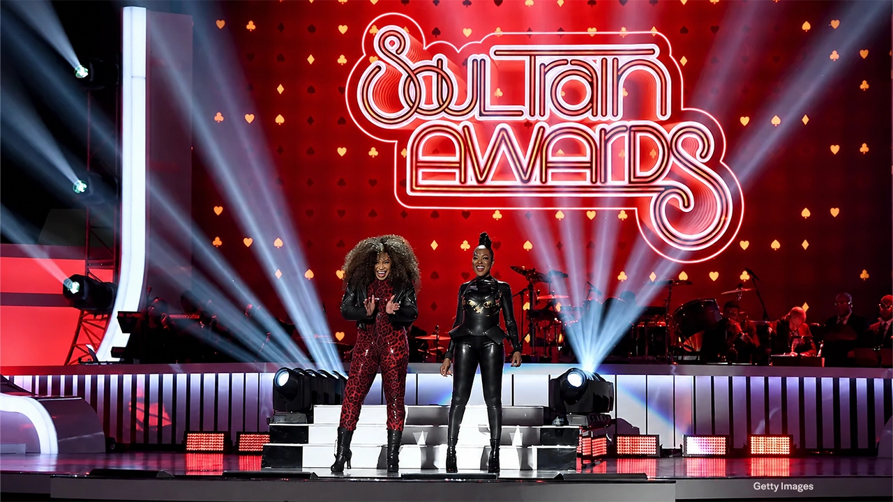 Tisha Campbell (left) and Tichina Arnold co-hosted the 2019 Soul Train Awards in Las Vegas, Nevada. (Credit: Ethan Miller/Getty Images for BET)