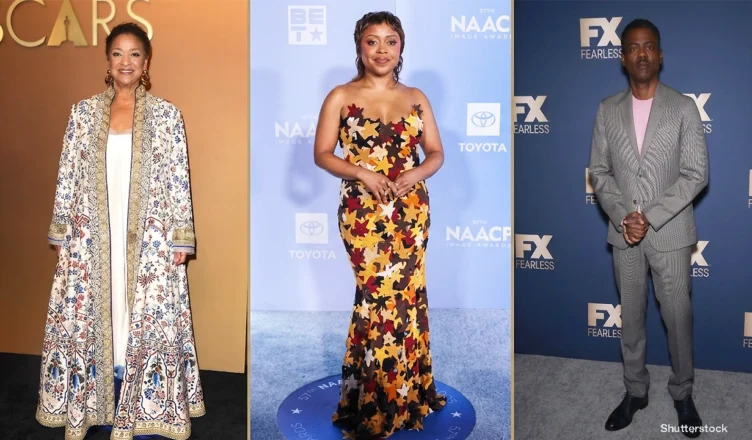 The 2026 honorees at the Critics Choice Celebration of Black Cinema and television include (L-R) Debbie Allen, Quinta Brunson and Chris Rock (Credit: Shuttertock)