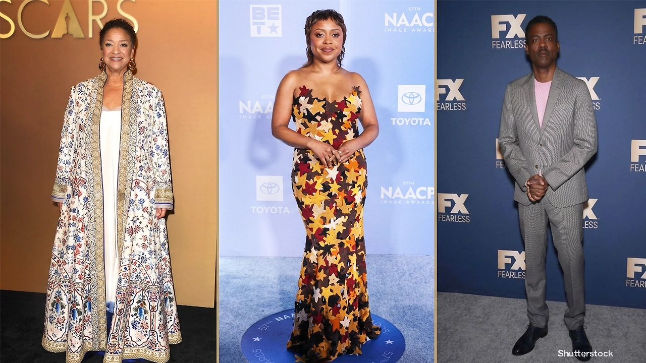 The 2026 honorees at the Critics Choice Celebration of Black Cinema and television include (L-R) Debbie Allen, Quinta Brunson and Chris Rock (Credit: Shuttertock)
