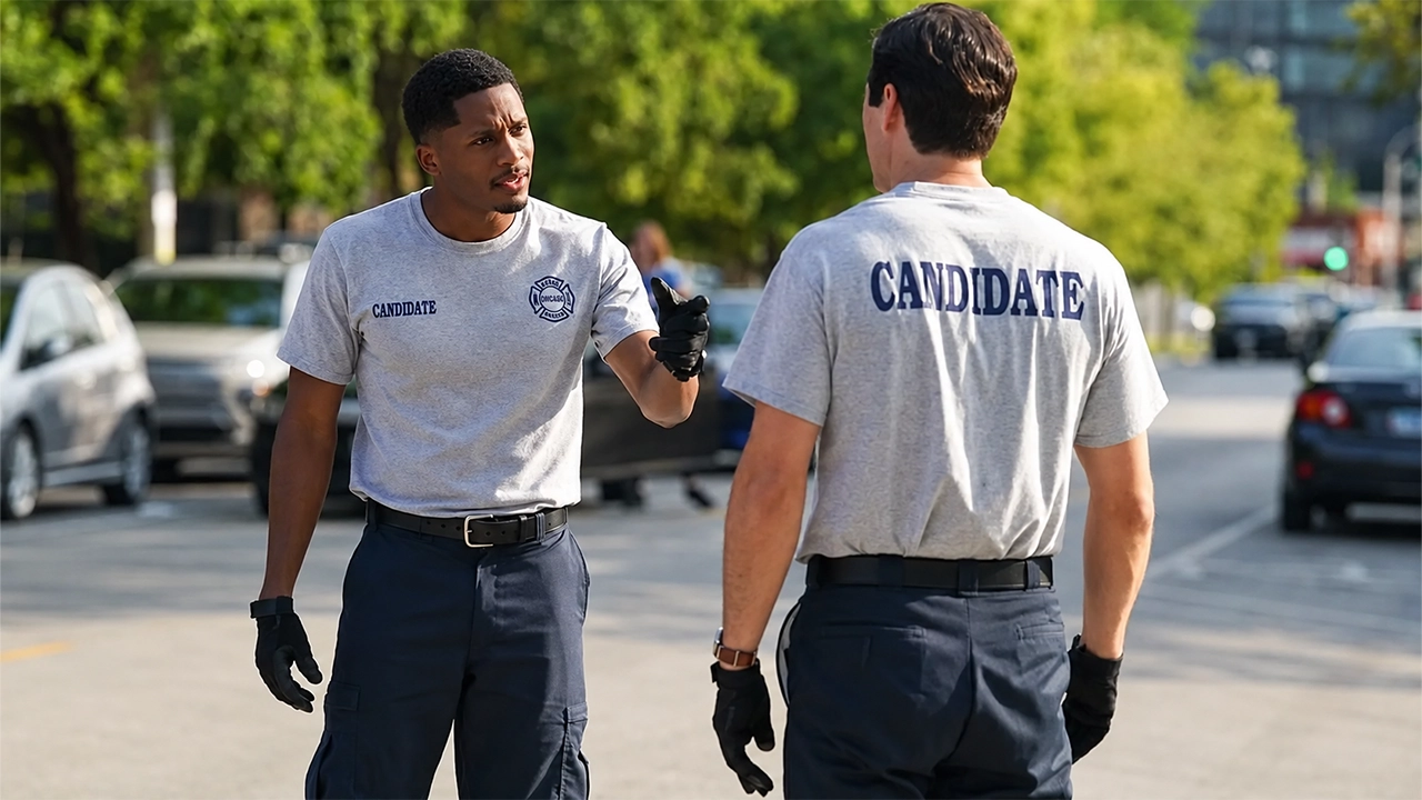 CHICAGO FIRE -- "New Blood" Episode 1501 -- Pictured: Da'Vinchi as Marcus Burke (Credit: Elizabeth Sisson/NBC)