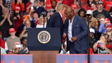 Mike Tyson joined President Donald Trump at a campaign rally for Republican Bruce Blakeman in Syracuse, New York on Friday, October 9, 2026. (Credit: YouTube/USA Today)