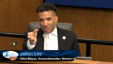 Jason Lee speaks at the Stockton City Council meeting on October 13, 2026. (Credit: YouTube/City of Stockton)