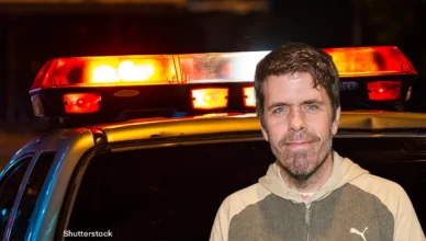 Perez Hilton is shown in front of squad car (Credit: Shutterstock)