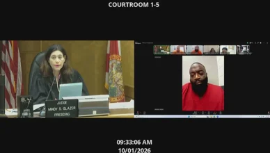Rick Ross made his first court appearance in a domestic violence case on Thursday, October 1, 2026. (Credit: Miami-Dade County Courts)