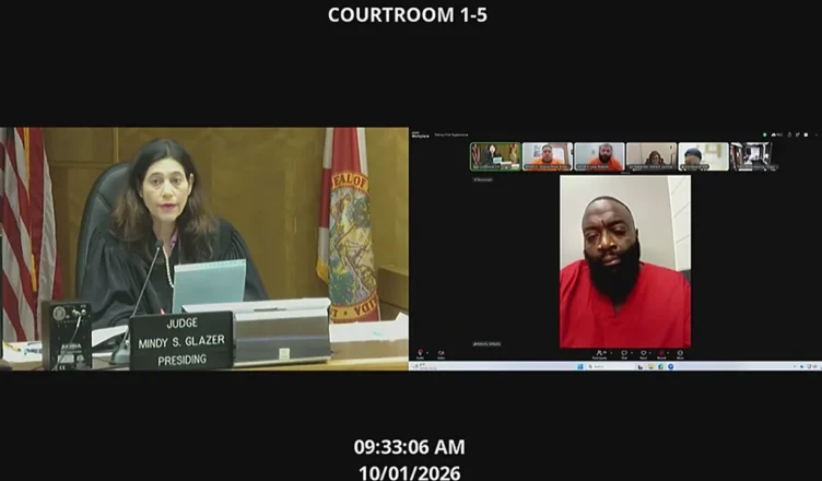 Rick Ross made his first court appearance in a domestic violence case on Thursday, October 1, 2026. (Credit: Miami-Dade County Courts)