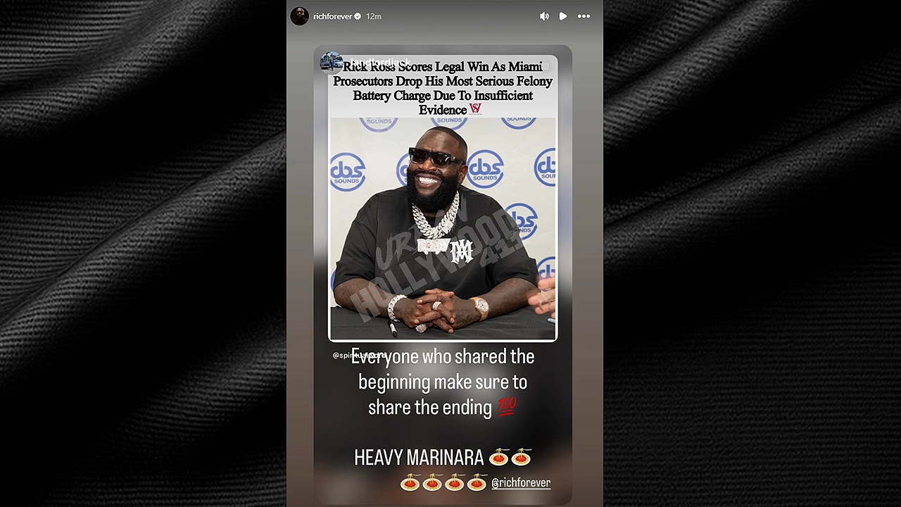 Rick Ross reacted in an Instagram Story on October 30, after a felony charge against him was dropped. (Credit: Instagram/Rick Ross)