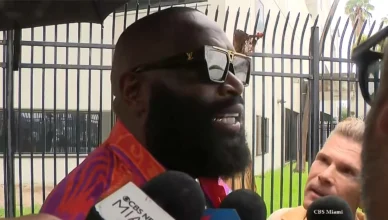 Rick Ross was released from jail hours after he was arrested on battery charges in Miami Beach, Florida. (Credit: CBS Miami)