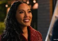 Ayesha Curry is heading home for the holidays — and hoping to leave a string of Christmas breakups behind — in the new romantic comedy Second Chance Holiday. (Credit: Roku Channel)